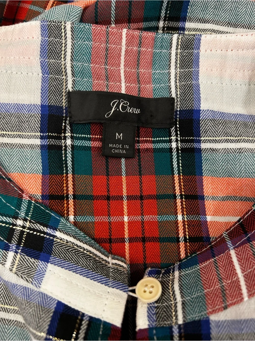 J. CREW Plaid Ruffle Yoke Pullover Top